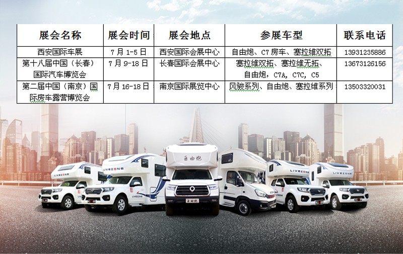 七月，這么多城市都能看房車